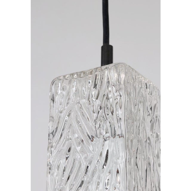 Mid 20th Century Mid 20th Century Modern Square Signed Murano Wave Glass Pendant Light For Sale - Image 5 of 9