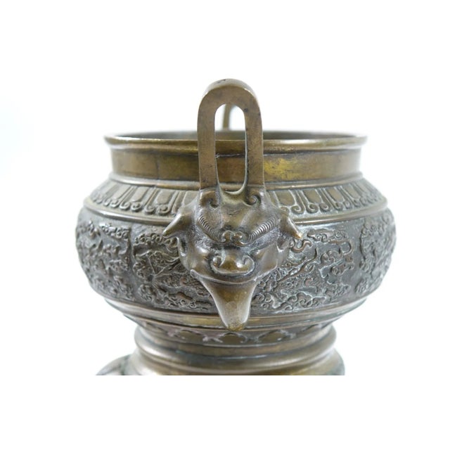 Antique Chinese Bronze Tripod on Stand For Sale - Image 4 of 8