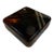 Vintage Tortoiseshell Lucite Trinket Box With Brass Stripe Accent, 1970s Modernist Design For Sale