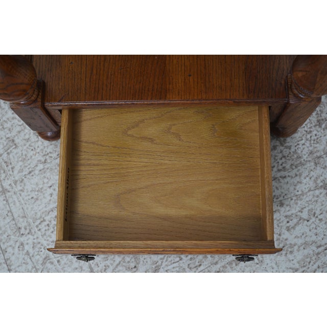Ethan Allen Ethan Allen Parquet Top Oak 1 Drawer End Table For Sale - Image 4 of 12