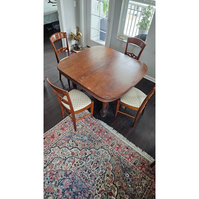 Art Deco 1920s 1 Antique Dinner Table and 4 Chairs - Set of 5 For Sale - Image 3 of 18