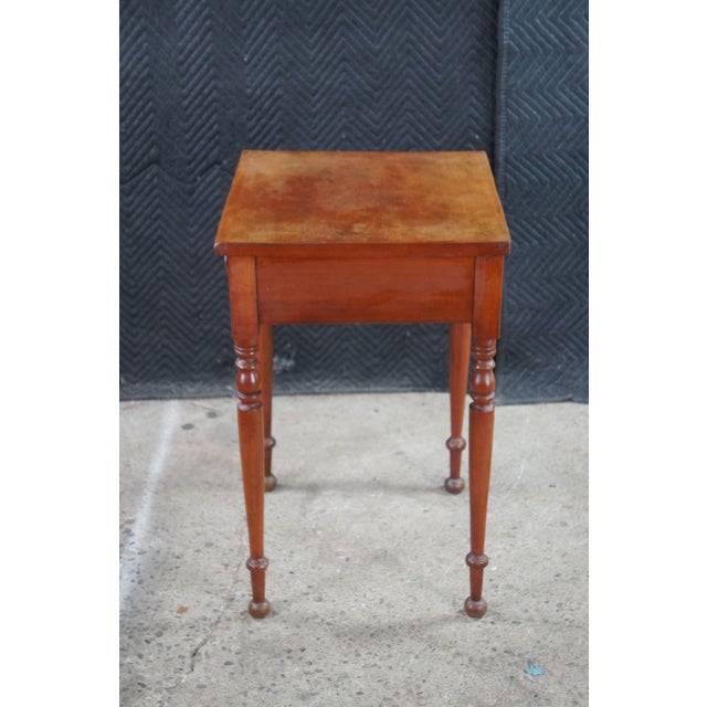 Wood Antique Early American Country Farmhouse Cherry Parlor Side Table For Sale - Image 7 of 11