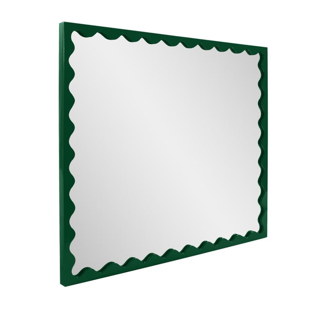 2020s Scalloped Green Retangle Mirror For Sale - Image 5 of 6