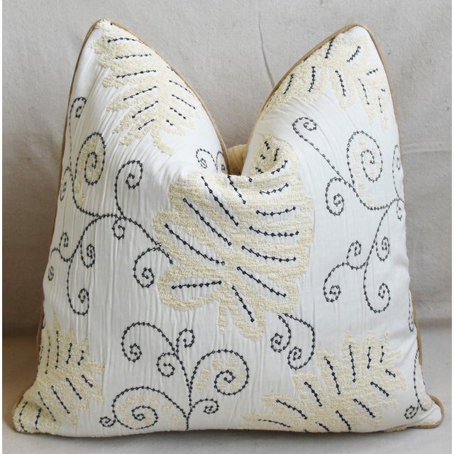 Scalamandre Italian Embroidered Fern Wood Feather Down Pillow 21