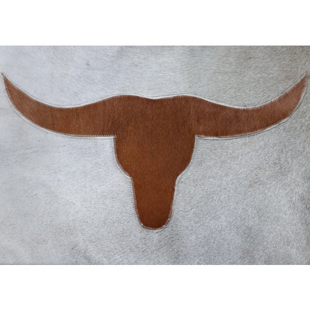 Textile Luxury Longhorn Cowhide Leather Throw Pillow 16x24 | Handmade Western Designer Lumbar Cushion For Sale - Image 7 of 8