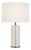 AERIN by Visual Comfort Signature Lineham 16" Cordless Accent Lamp in Crystal and Hand-Rubbed Antique Brass with Linen Shade For Sale