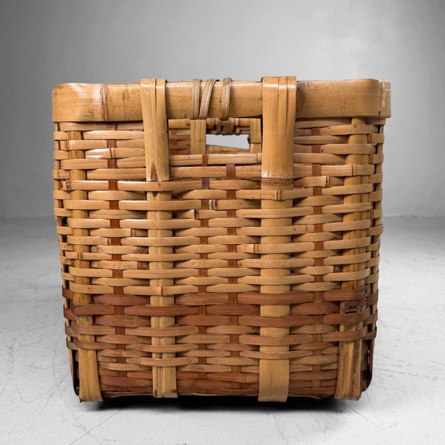 Vintage Japanese Bamboo Harvest Basket, 1960s For Sale - Image 4 of 10
