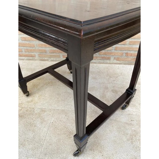 Mid-Century Modern French Wooden Table with Wheels, 1960s For Sale - Image 6 of 10