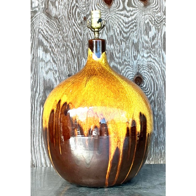 Vintage Mid-Century Modern Drip Glaze Lamp For Sale - Image 18 of 18