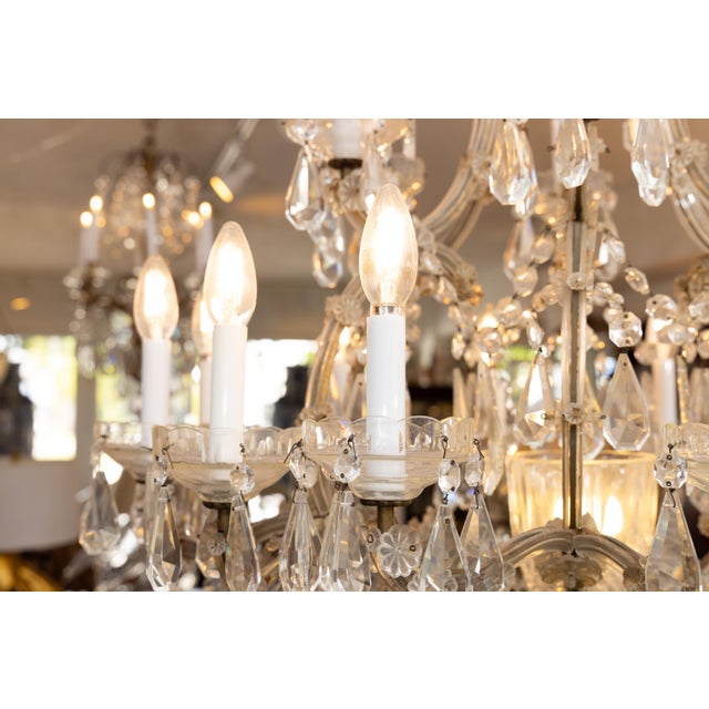 Mid 20th Century Large Vintage English Regency Style 16-Light Crystal Two-Tier Chandelier For Sale - Image 5 of 9