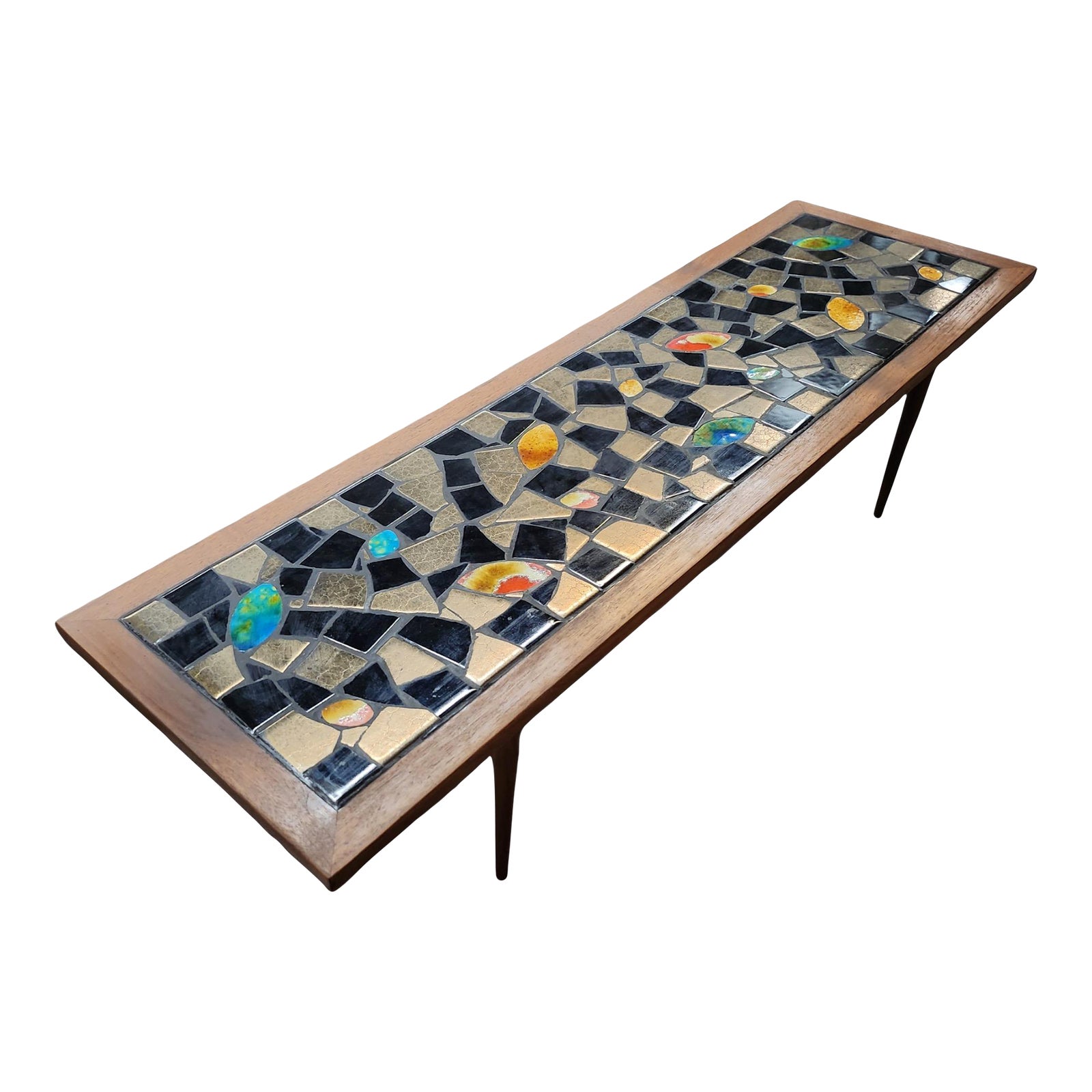 Curated visual reference: Visual Reference: 1960S Walnut Coffee Table W Ceramic Tile Inlays