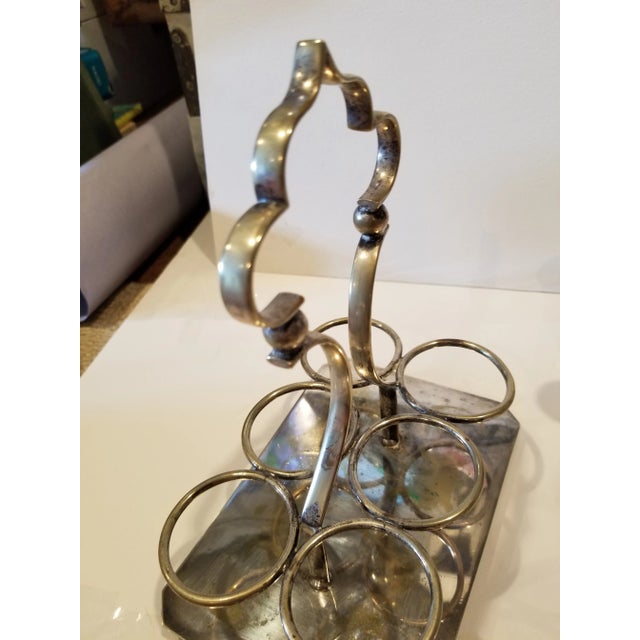 Antique Six Piece Silver Plated Cruet Set For Sale - Image 10 of 11