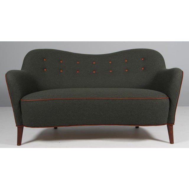 Wood Scandinavian Model 185 Curved Sofa or Loveseat from Slagelse, Denmark, 1950s For Sale - Image 7 of 9