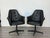 Mid-Century Modern Pair of Mid- Century Button Tufted Black Swivel Club Chairs For Sale - Image 3 of 7
