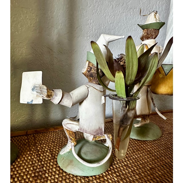 Metal Vintage 1990s Anthropomorphic Monkey Candle Holders - Complete Set of 3 For Sale - Image 7 of 11