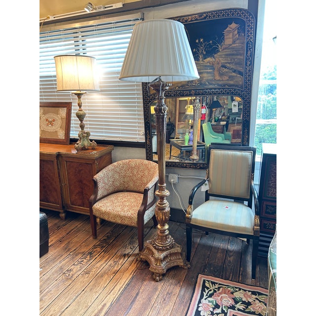 Vintage Carved Giltwood Ornate Floor Lamp For Sale - Image 11 of 12