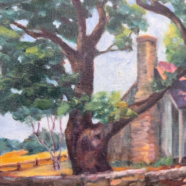 Vintage Original Texas Hill Country Cottage Landscape Oil Painting For Sale In Tampa - Image 6 of 11