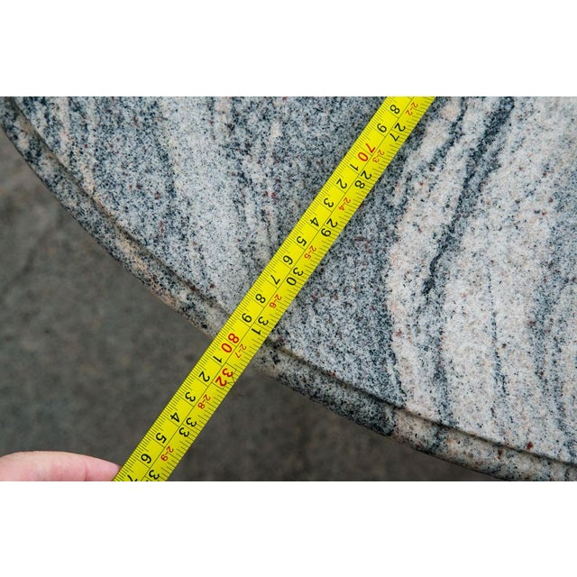 1960s Mid Century Modern Side Table End Peach Grey Round Marble 4 Point Base Stone MCM For Sale - Image 12 of 12