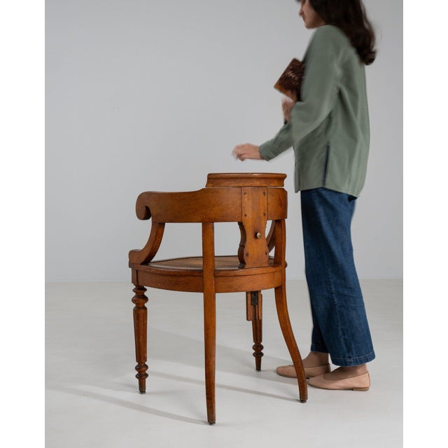 Mid 20th Century France Louis XVI Brown Wood Armchair For Sale - Image 9 of 11