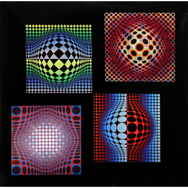 Victor Vasarely, Hungarian (1908 - 1997) - Vega x4, Portfolio: Vega, Year: 1971, Medium: Offset Lithograph, Size: 10.75 x...