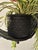 Woven basket, black Groovy round shape FAUX spider fern in a wicker, silk Chain on top for hanging Early-mid 1970s