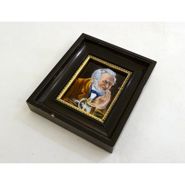 Small Male Portrait Painting, in Limoges Enamel Painted on Copper by Carmona, Mid-20th Century For Sale - Image 6 of 12