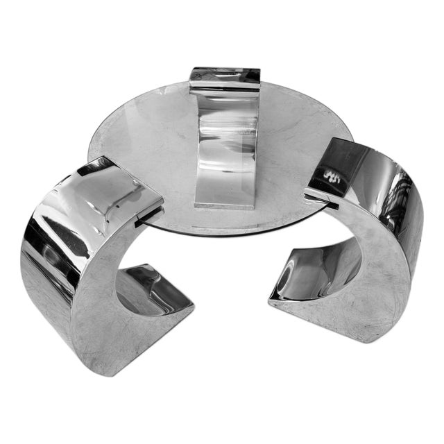 Mid-Century Modern Coffee Table in Chrome and Glass by Karl Springer, 1970 For Sale