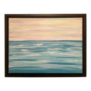 “Caribbean Calm,” Abstract Seascape, Acrylic Painting on Canvas, Signed, Dated