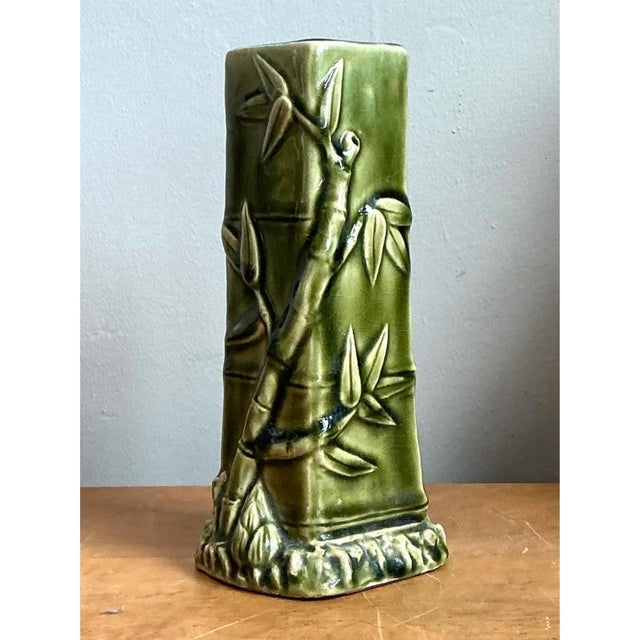 Ceramic Vintage Bamboo Motif Ceramic Vase For Sale - Image 7 of 12