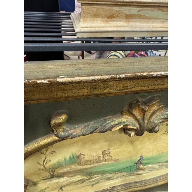 Avocado Vintage LaBarge French Style Hand Painted Carved Wood Trumeau Mirror For Sale - Image 8 of 12