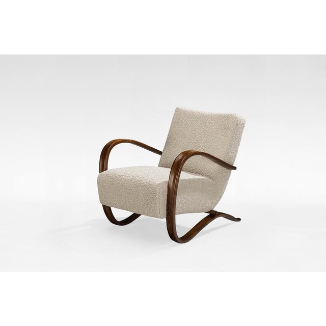 Wood Art Deco Sheepskin H-269 Lounge Chair by Jindrich Halabala for Thonet, 1930s For Sale - Image 7 of 7