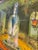 Mid 20th Century Light-Up Mid-Century Tropical Courtyard Oil Painting For Sale - Image 5 of 5