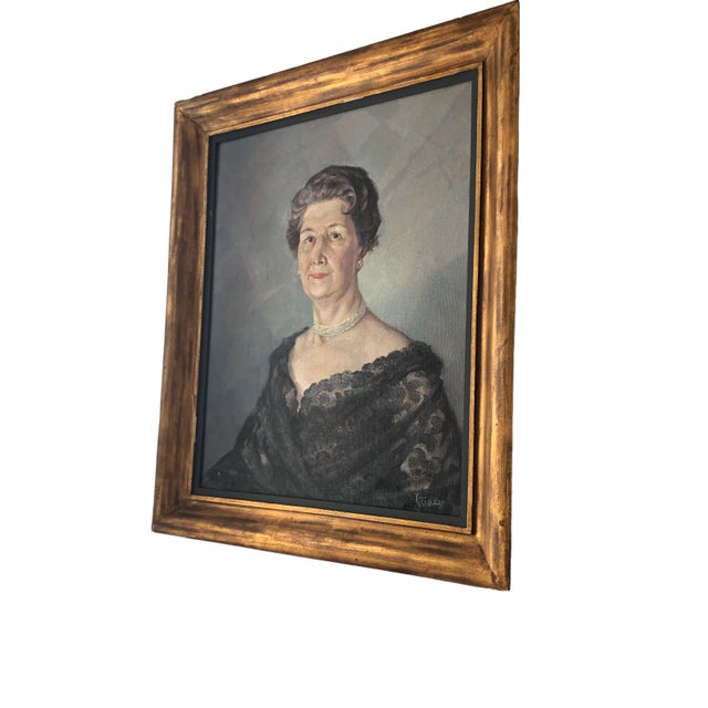 Vintage 1958 Original Oil Painting of a Woman Signed by Portuguese Artist/La Toja Condition: good in general, some signs...