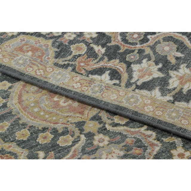 Textile Rug & Kilim’s Persian-Inspired Rug, Victorian Floral Trellis on Charcoal-Blue Field For Sale - Image 7 of 7