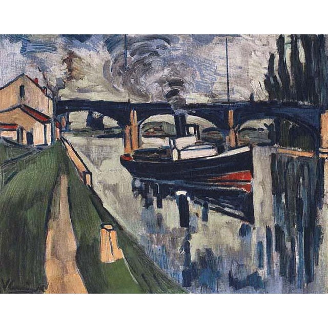 Title: The seine at Poissy Artist: Maurice de Vlaminck Country: France Medium: Lithograph – 14 Marks: Signed in plate, not...