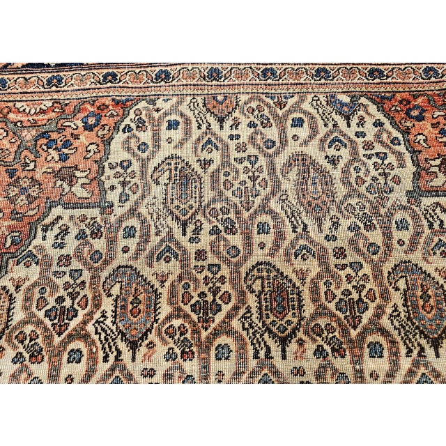 19th Century Persian Farahan Rug, Hand-Knotted Wool, Paisley Pattern, Pale Green & Navy, 4x6 For Sale - Image 16 of 18