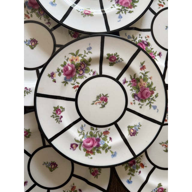 This elegant set of ten antique Crown Staffordshire Fine Bone China salad plates dates to 1915 and features a striking...