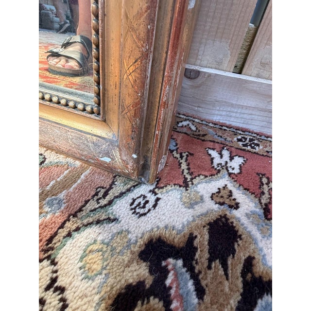 Gold Louis Philippe Mirror with Pediment in Gilded Stuccoed Wood For Sale - Image 8 of 11