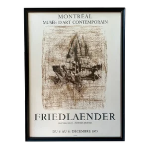 1973 Johnny Friedlaender Vintage Framed Mourlot Exhibit Poster, Montreal