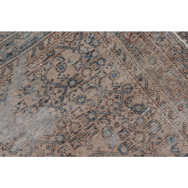 Ivory Vintage Persian Hamadan Runner in Blue, Ivory, and Brown 3'7 X 9'8 For Sale - Image 8 of 8
