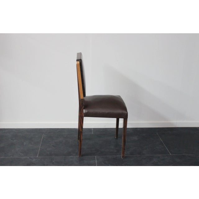 Art Deco Style Italian Maple & Zebrawood Dining Chair, 1940s For Sale - Image 9 of 15