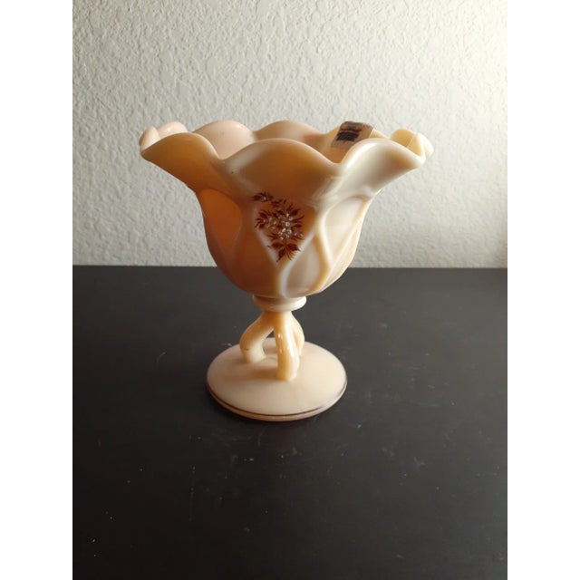 Vintage Westmoreland Almond Slag Glass Pedestal Compote For Sale - Image 10 of 11