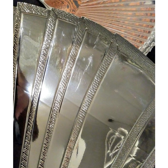 Set of 10 Vintage Large Silver Chrome Shell Art Deco Vinyl Placemats