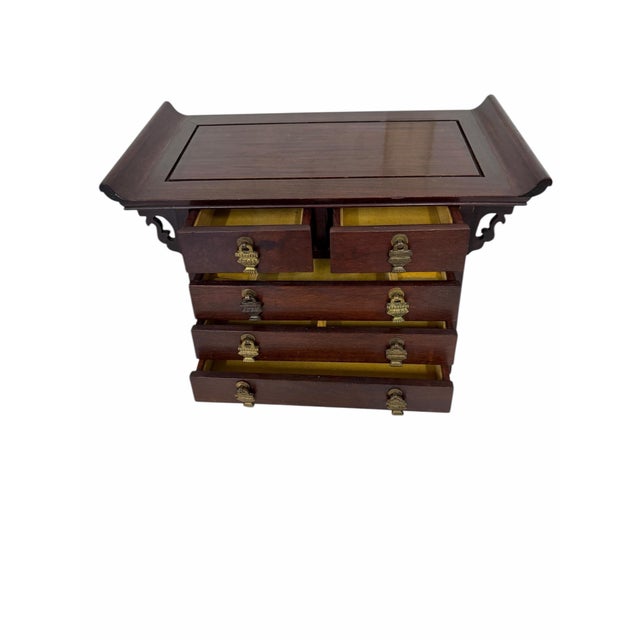 Mid 20th Century Vintage Chinoiserie Rosewood Jewelry Box For Sale - Image 5 of 8