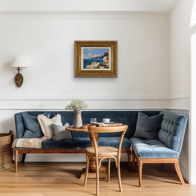 Gustave Vidal, Fishermen on the Rocks, 1930s, Oil Painting, Framed For Sale - Image 16 of 18