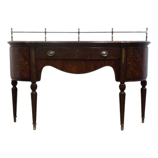 Thomasville Furniture Kent Park Collection Banded Flame Mahogany 68" Buffet Sideboard W. Brass Rail 38921-240 For Sale