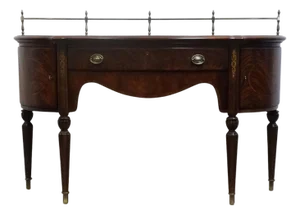 Thomasville Furniture Kent Park Collection Banded Flame Mahogany 68" Buffet Sideboard W. Brass Rail 38921-240