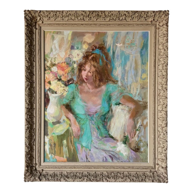 Vintage " It's Spring" by Wallace Bassford (American, 1900-1998) Oil on Canvas Painting For Sale