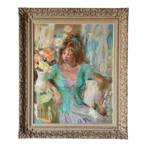 Vintage " It's Spring" by Wallace Bassford (American, 1900-1998) Oil on Canvas Painting