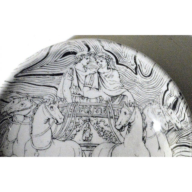 Mid-Century Modern Vintage Piero Fornasetti Black and White Ashtray of a Roman Chariot For Sale - Image 3 of 5